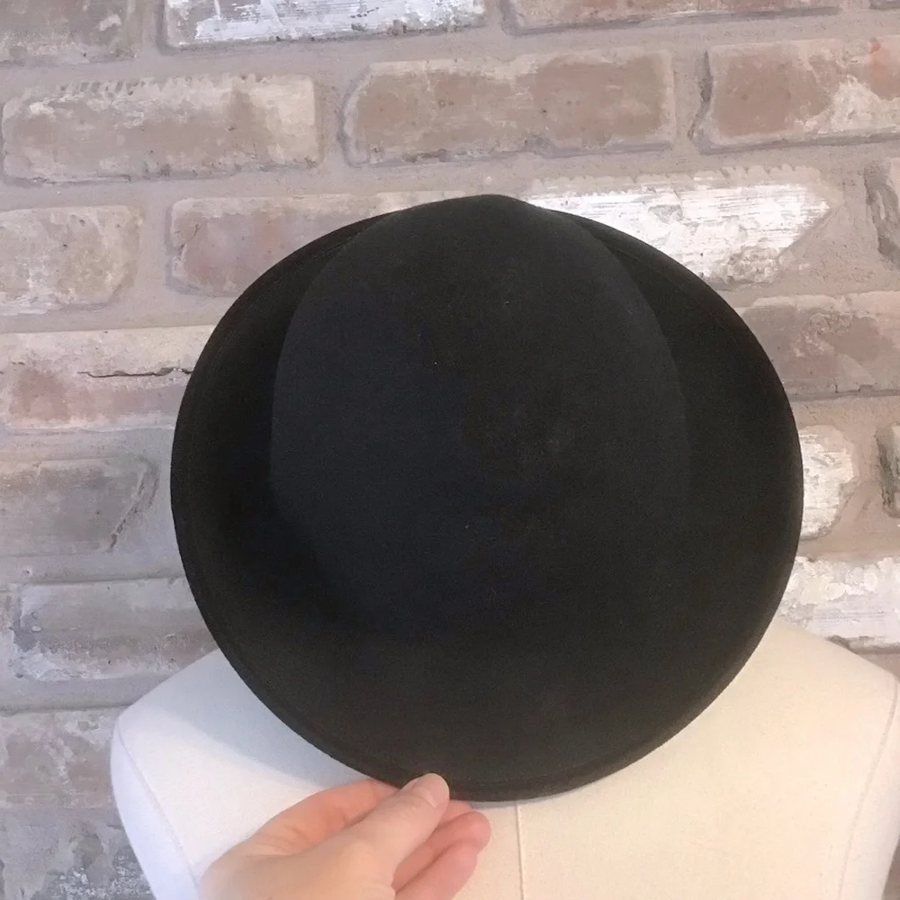 Vintage Black Bowler Hat with Bow Detail - Picture 2 of 6